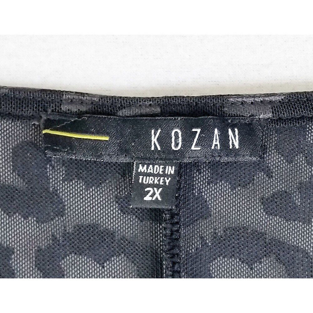 KOZAN Women's Black Leopard 2 Piece Pant Set Plus Sz 2x Loungewear - Picture 4 of 11